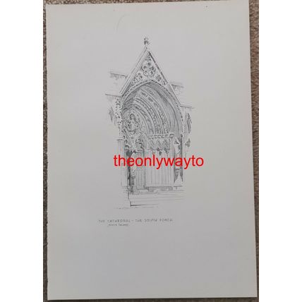 Lincoln Cathedral, South Porch, Salwey, Sketch Book Illustration (Print), 1928