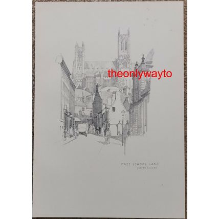 Free School Lane, Lincoln, Jasper Salwey, Sketch Book Illustration (Print), 1928