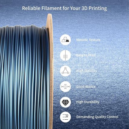 kexcelled PLA Metallic 1.75mm, 3D Printing Filament +/- 0.03mm, Metal Glossy