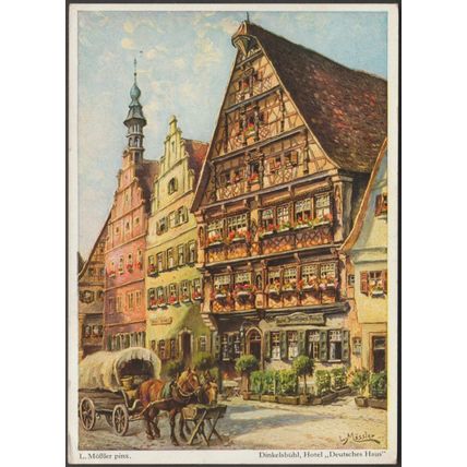 Tausendjährige Stadt Hotel Deutsches Haus, Dinkelsbühl, 1955 - Ludwig Moßler AK