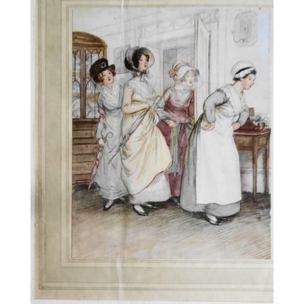 Hugh Thomson Illustration from Quality Street by Barrie. ca 1916. Art Matted