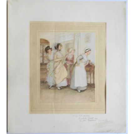 Hugh Thomson Illustration from Quality Street by Barrie. ca 1916. Art Matted