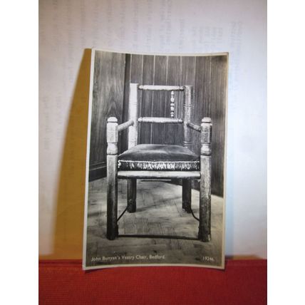 JOHN BUNYAN'S VESTRY CHAIR, BEDFORD used postcard RP by J. Salmon 1954 pm =