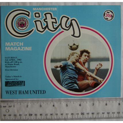 1982 programme Manchester City v. West Ham United