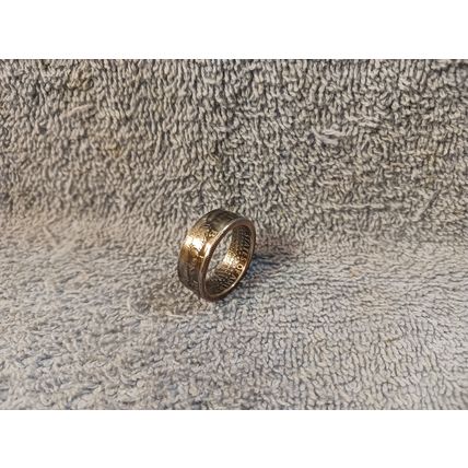 1982 Kennedy Half Dollars size 11-1/2 coin ring handmade mixed metals (A)