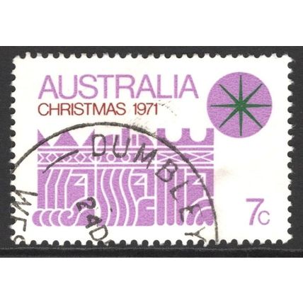 AUSTRALIA 1971: CHRISTMAS - 7c GREEN STAR ON WHITE USED (G5)