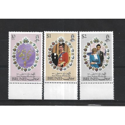 Brunei.1981 Royal Wedding set of 3.Mounted Mint.Aug25
