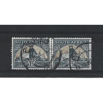 SouthAfrica.SG57 1 1/2d Gold Mine Pair.Fine Used.Aug25a