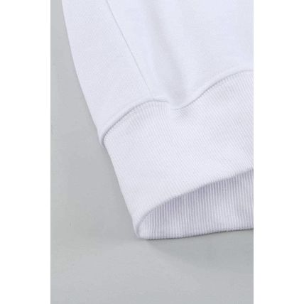 White Plain Crew Neck Pullover Sweatshirt