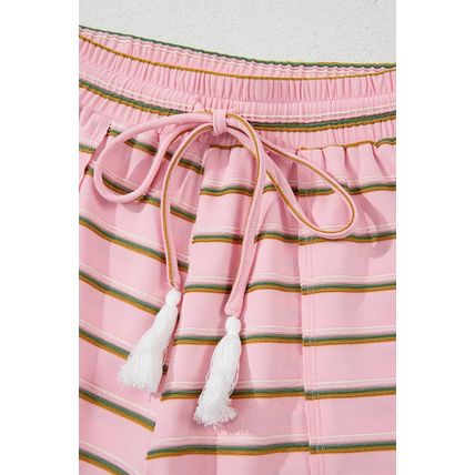 Pink Stripe Wide Short Sleeve Tee and Short Set