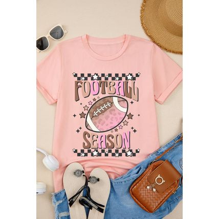 Pink FOOTBALL SEASON Graphic Game Day T Shirt