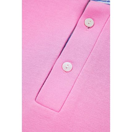 Pink Contrast Striped Collar Patchwork Puff Sleeve Ruffle Hem Mini Dress