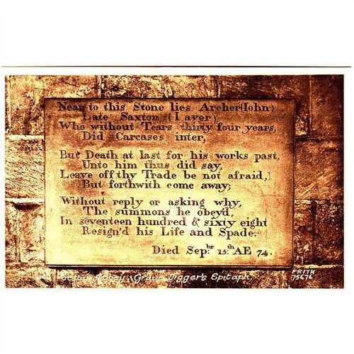 Sepia Postcard Gravestone - John Archer, Gravedigger Selby Abbey