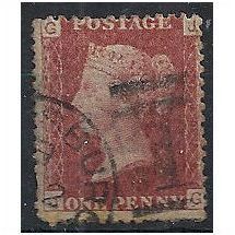 1858 SG43 1d Red Plate 129 Good Used Check Letters "JG".