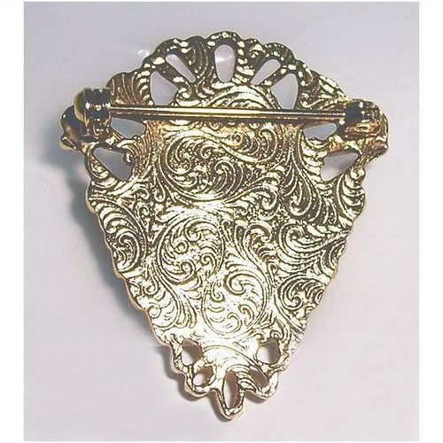 Brooch #005 ornate gold metal enamel flower 1.5 inch costume fashion jewelry