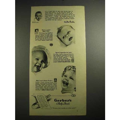 1941 Gerber's Baby Food Ad - Here's a Cereal Baby'll Like