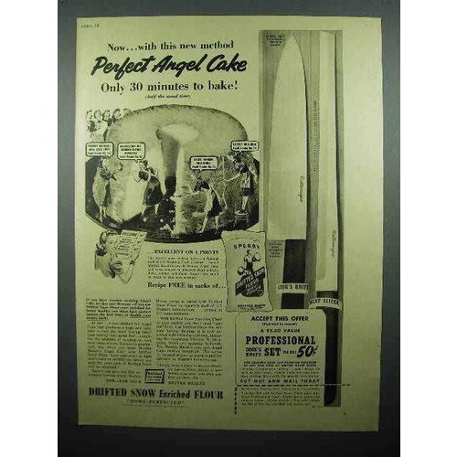 1941 Sperry Drifted Snow Flour Ad - Perfect Angel Cake