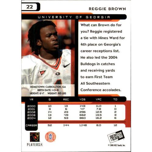2005 Press Pass Football Reggie Brown #22