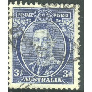 Australia stamps 1937 - 3d blue - King George V1 - used