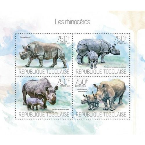 TOGO 2013 SHEET MNH RHINOCEROSES RHINOS WILDLIFE RHINOCEROS RINOCERONTI 7