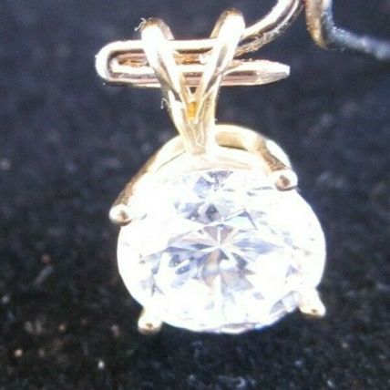VINTAGE 14K SOLID YELLOW GOLD BRILLIANT CUT SOLITAIR PENDANT 2.0 Carat
