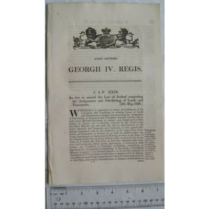 1826 Act of Parliament: assignment & sub-letting lands & tenements, Ireland
