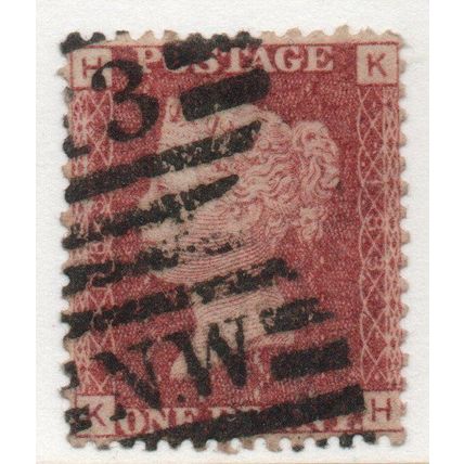 sg43 1d red plate 183 FINE USED " K H " (reds)