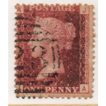 sg43 1d red plate 183 FINE USED " J A " (reds)