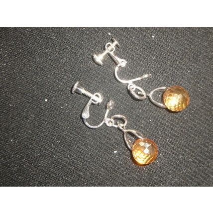 Exquisite Czech champagne globe crystal glass adjustable clip-on earrings
