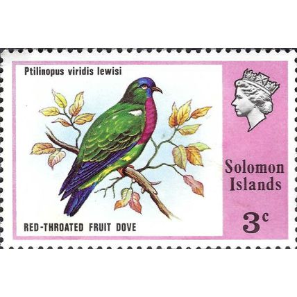 SOLOMON ISLANDS, Elizabeth II, Red-throated fruit dove, lilac 1975, 3c