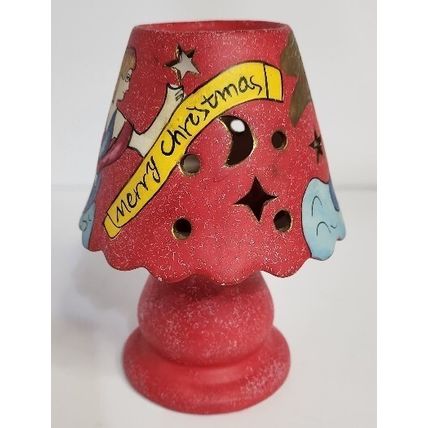 Vintage Ceramic Christmas Santa Fairy Light Tea Candles 5 3/4"