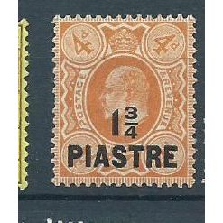 british levant stamps turkish currency sg23 sg 23 edward v11 hm pale orange