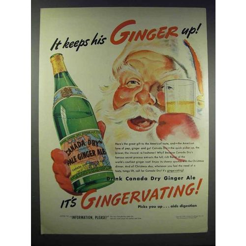 1938 Canada Dry Pale Ginger Ale Ad - Santa