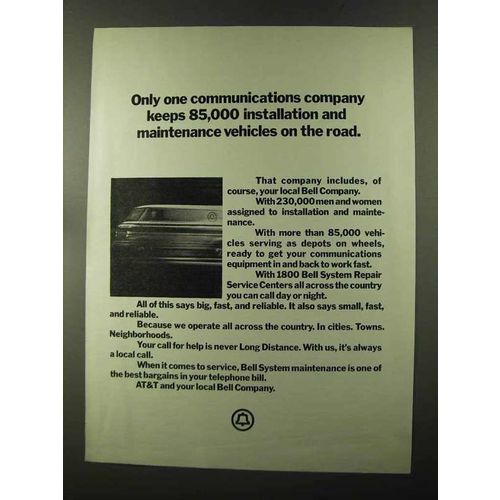 1973 Bell Telephone Ad - 85,000 Maintenance Vehicles