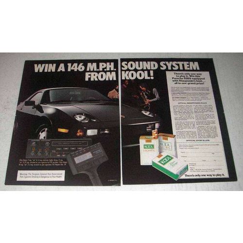 1983 Kool Cigarettes Ad - Porsche 928S Car