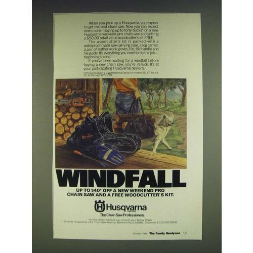 1985 Husqvarna Chain Saw Ad - Windfall