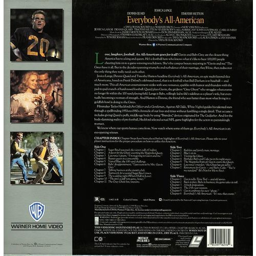 EVERYBODY'S ALL AMERICAN JESSICA LANGE LASERDISC RARE