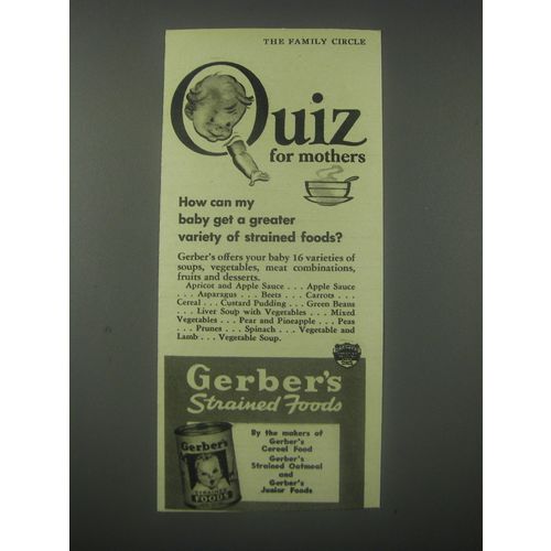 1941 Gerber's Strained Foods Ad - how can my baby get a greater variety
