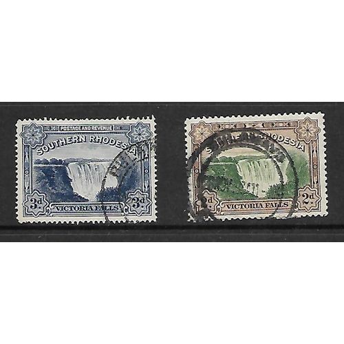 SOUTHERN RHODESIA 1932 VICTORIA FALLS SG 29 / 30 SET 2 VALS FINE USED#3
