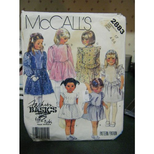 Vintage McCall's 2883 Girl's Dress Pattern - Size 4/5/6