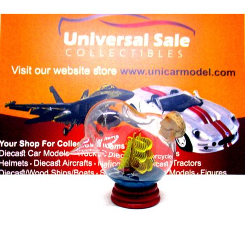 LITTLE SAILING BOAT IN A GLASS BOTTLE (BIRD-LIKE), WOODEN NAUTICAL MODEL