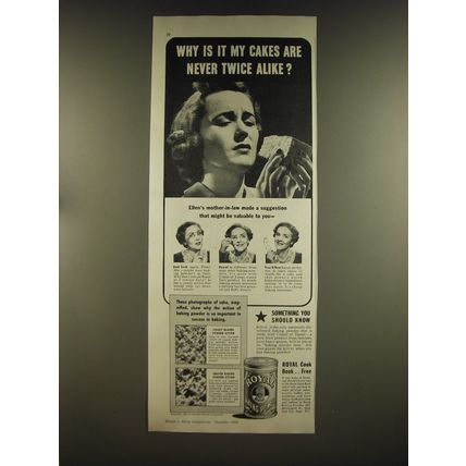 1939 Royal Baking Powder Ad - Why is it my cakes are never twice alike?