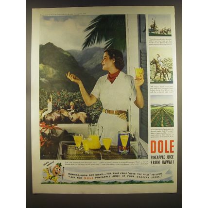 1939 Dole Pineapple Juice Ad - Morning, noon and night