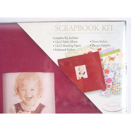 NIB Marcella by Kay 12 x 12 Burgundy Scrapbook Kit, Over 200 Pieces, $49.99