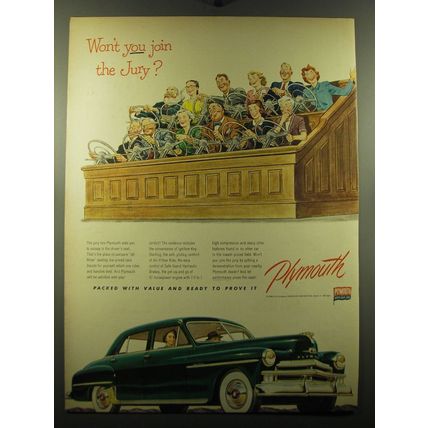 1950 Plymouth Cars Ad - Won't you join the jury?