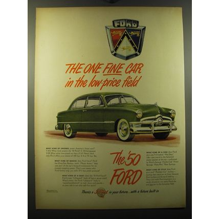 1950 Ford Cars Ad - The one fine car in the low-price field