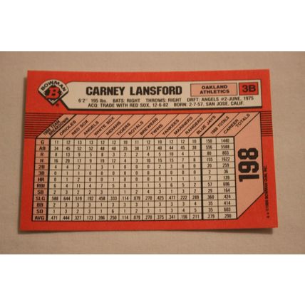 Carney Lansford 1989 Bowman TIFFANY NO. 198