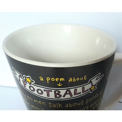 FOOTBALL POEM COFFEE MUG by PURPLE RONNIE11 x 13 x 10 cm diam CLEAN & VERY GOOD
