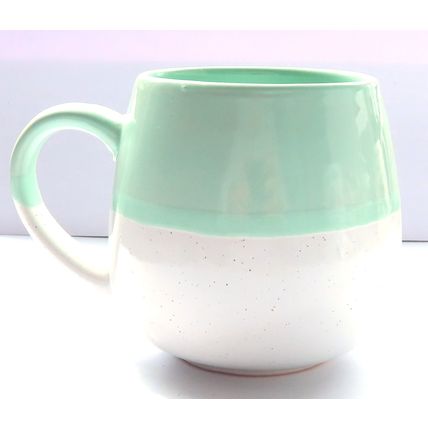 Green & White Stoneware Ceramic Mug 10 CM - 0035M