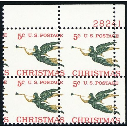 1276, Mint NH Misperforated Error Plate Block 5¢ Christmas - Stuart Katz